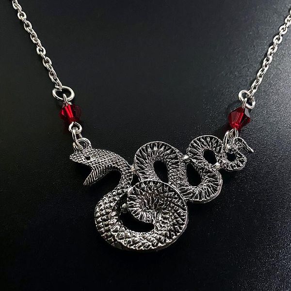 

pendant necklaces tibetan silver colour snake crystal necklace gothic jewelry fashion horror charm witchcraft animal collar