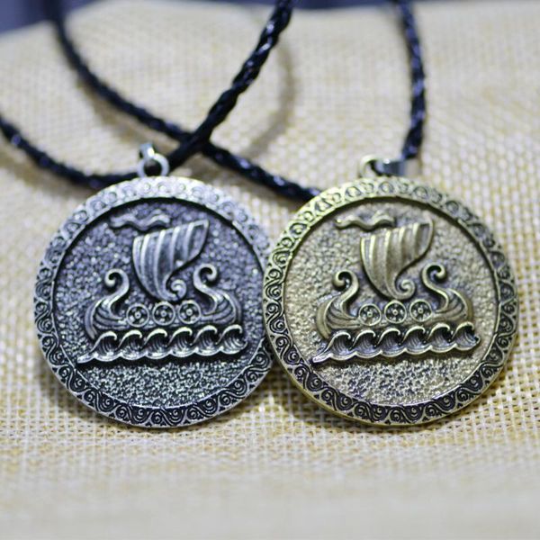 

pendant necklaces langhong 10pcs viking battlefiled boat necklace amulet for women and men talisman jewelry, Silver