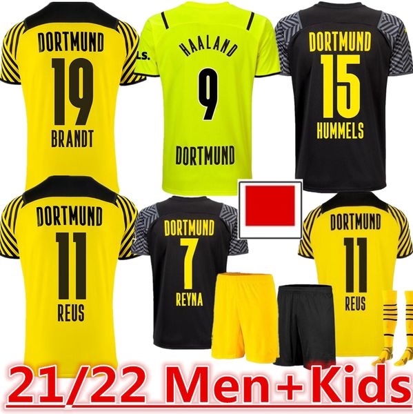 

21 22 haaland reus malen soccer jerseys borussia fan player version home away third 2021 2022 dortmund kids kits brandt plszczek bellingham, Black;yellow