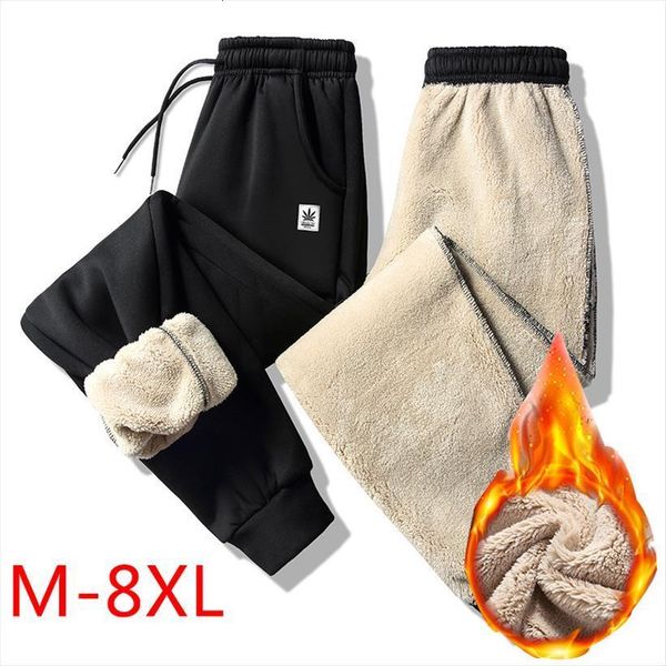

kksky winter thick cashmere warm women pant sport sweatpants joggers fashion homme trouser streetwear oversized m 8xl, Black