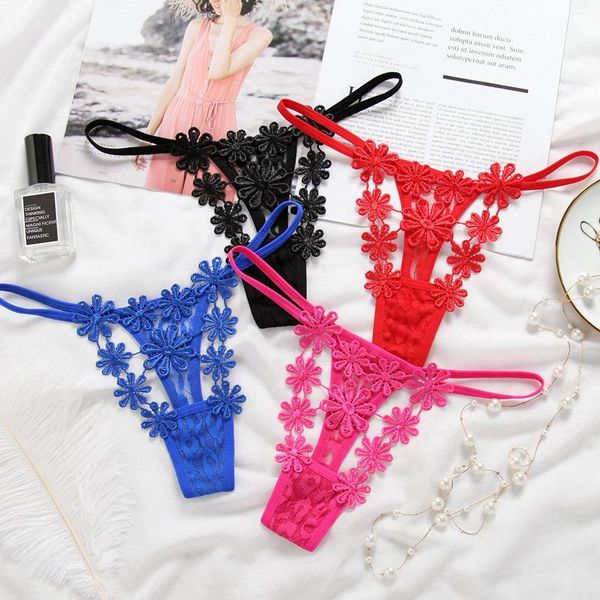 

panties ladies hollow out flowers underwear women lingerie knickers erotic briefs g string underpants women's, Black;pink