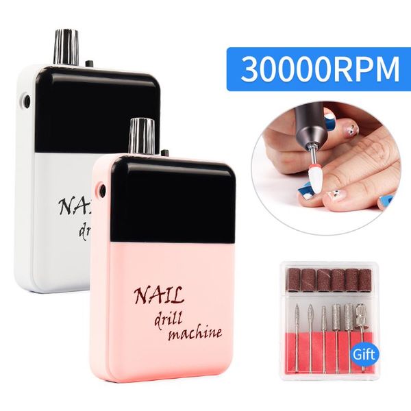 

nail drill & accessories 30000rpm portable rechargeable machine handpiece with light polisher manicure remove acrylic milling uv gel