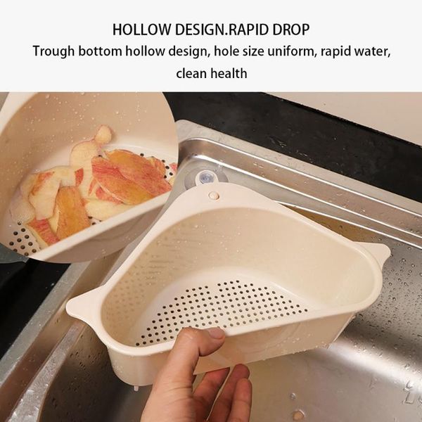

vegetable and fruit drain basket sponge rack storage tool kitchen sink filter suction cup triangle mesh baskets