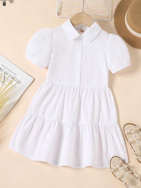 

toddler girls puff sleeve ruffle hem dress she01, Red;yellow