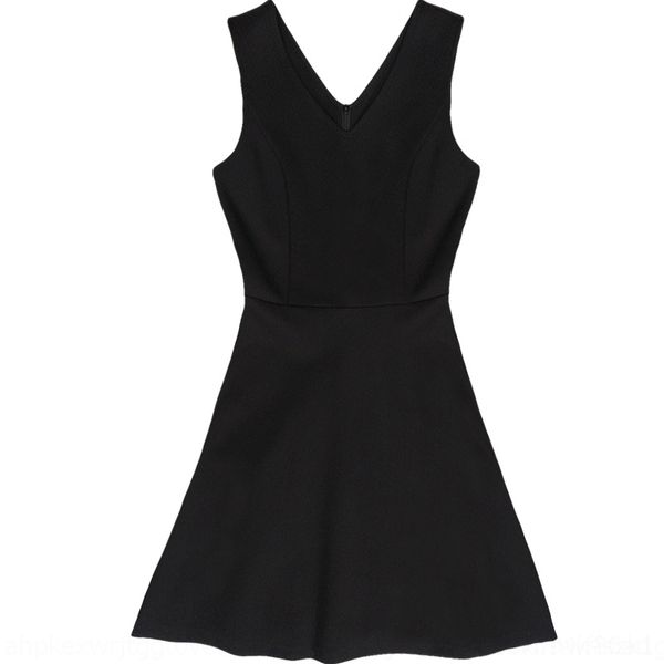 

gsc small black spring and summer vest 2021slim v-neck black bottom dress large plus size dresses a-line vest skirt