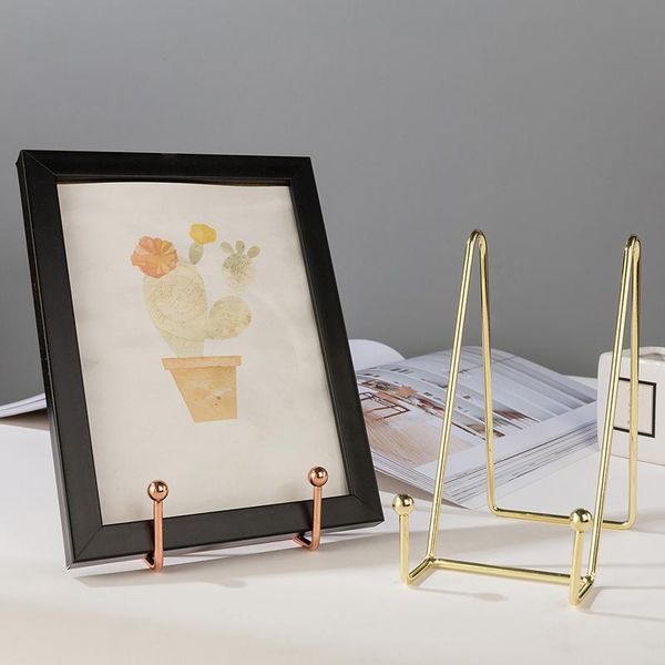 

hooks & rails rose gold picture frame stand book shelf storage rack display decorative plate holder