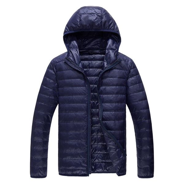 

men's down & parkas large size m-5xl high-end brand thin fashion solid color casual hooded white duck jacket male coat travel wear, Black