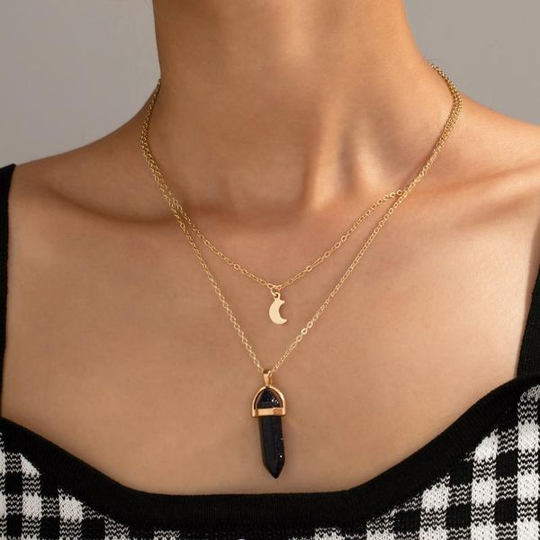 

chains lost lady hexagonal column moon ladies necklace same paragraph women's birthday present jewelry wholesale drop gifts, Silver