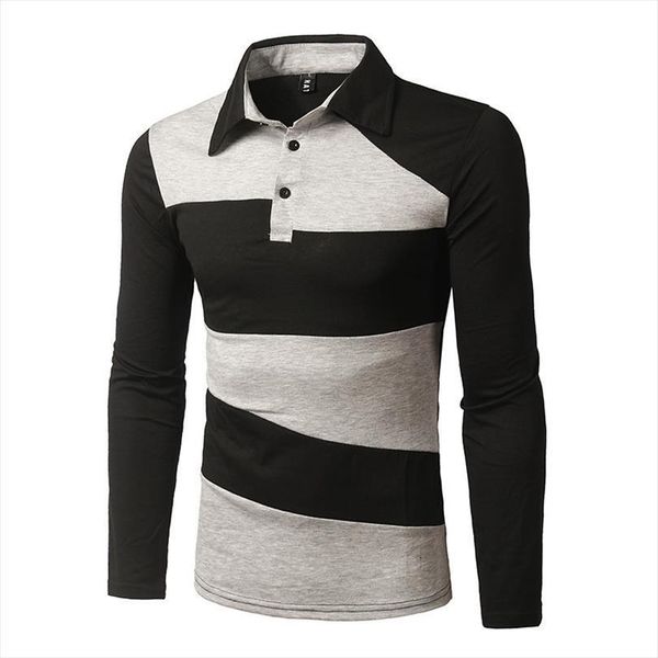 

zogaa casual shirt mens polos long sleeve male fashion black white stitching cotton sleeved slim, White;black