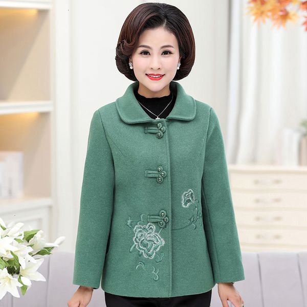 

women's suits & blazers women casual woolen jacket autumn winter ladies elegant floral embroidery warm wool blend coat plus size 4, White;black