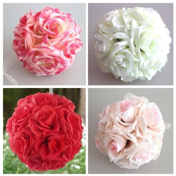 

15x21cm handmade artificial rose flowers kissing hanging ball diy bouquet home wedding party decor bom666 decorative & wreaths