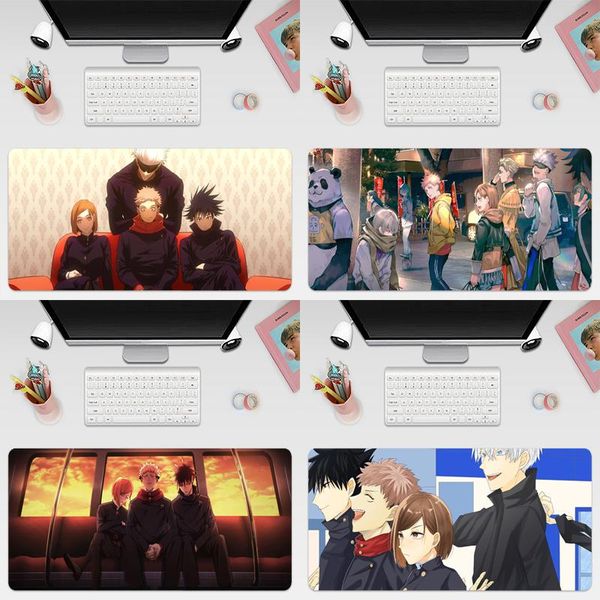 

mouse pads & wrist rests jujutsu kaisen anime funny large 800x300mm/700x300mm/600x300mm rubber pad tablet mousepad with edge locking