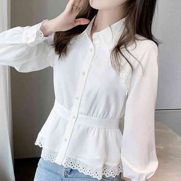 

long sleeve white ruffles chiffon womens shirts blusas mujer de moda blouses blusa