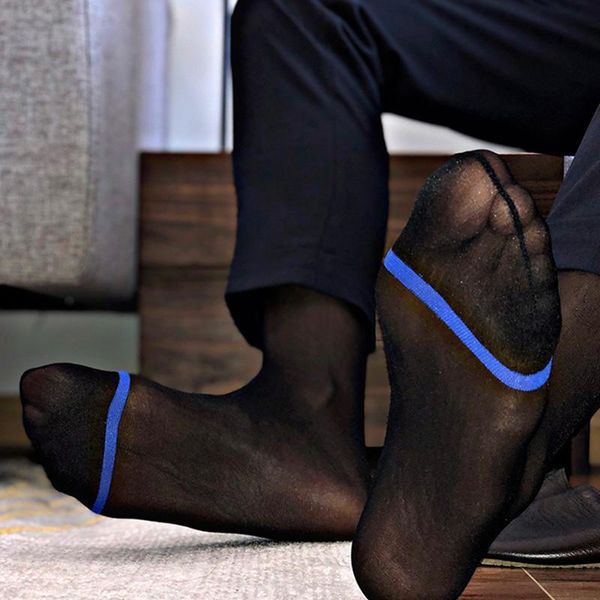 

tube socks male dress gifts sheer exotic formal wear ultra thin suit men transparent business tnt men's, Black