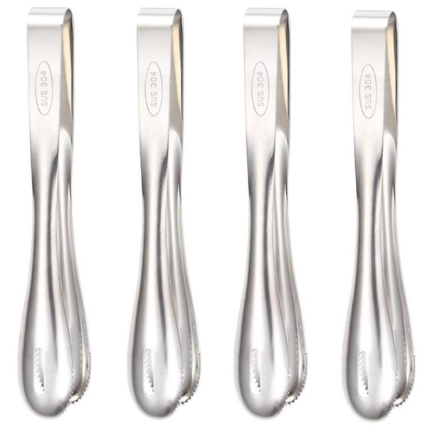 

bag clips 22.5cm stainless steel food tongs creative ice bread cake dessert barbecue bbq steak tongs, 4pcs