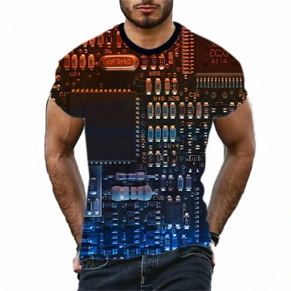 

men's t shirt 3d print graphic machine crew neck daily sports print short sleeve casual classic designer big and tall black i9gn#, White;black