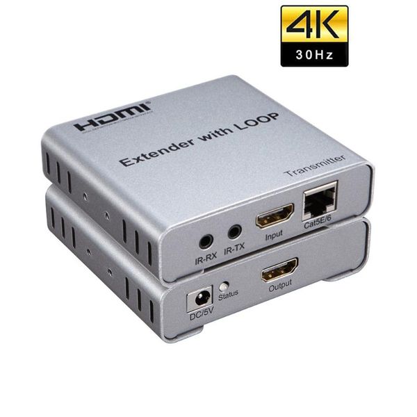 

audio cables & connectors 4k 100m extender w/ tv local loop-out ir by cat5e/6 cat6 rj45 ethernet lan cable transmitter receiver laptop