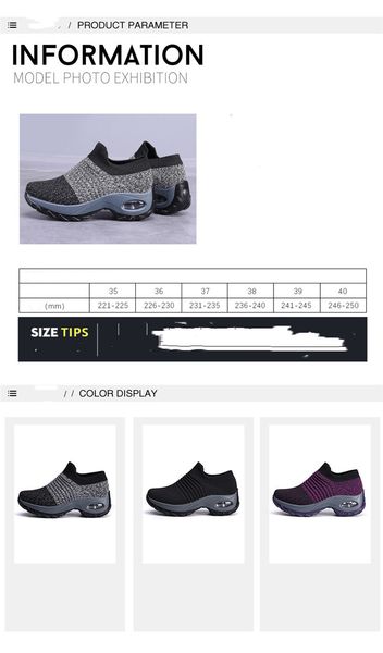 

2022 large size women's shoes air cushion flying knitting sneakers over-toe shos fashion casual socks shoe wm2212