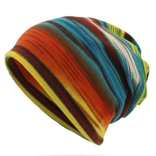 

beanie/skull caps fashion design stripe print hat women&men cancer chemo beanie scarf collar turban head wrap daily accessories, Blue;gray