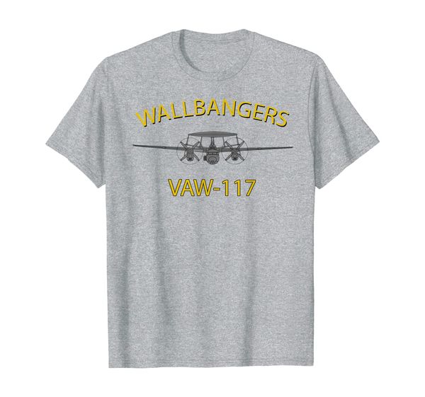 

vaw-117 "wallbangers" squadron e-2 hawkeye t-shirt, White;black