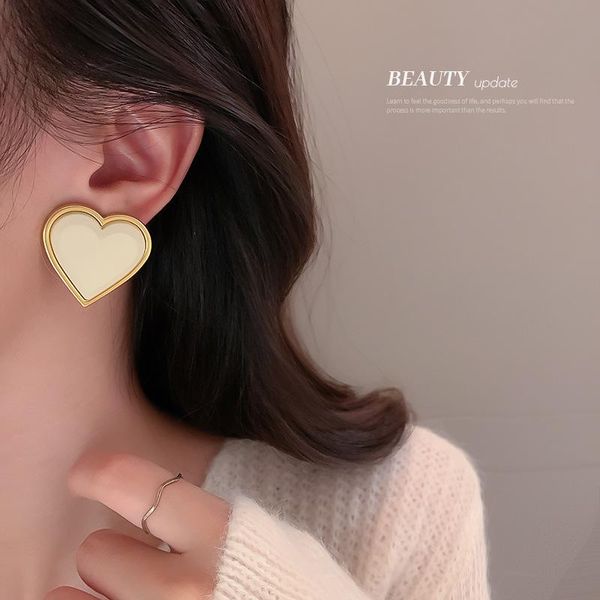 

stud korean original design 925 silver needle paint baking loving woman exquisite exaggeration high sense temperament earrings, Golden;silver
