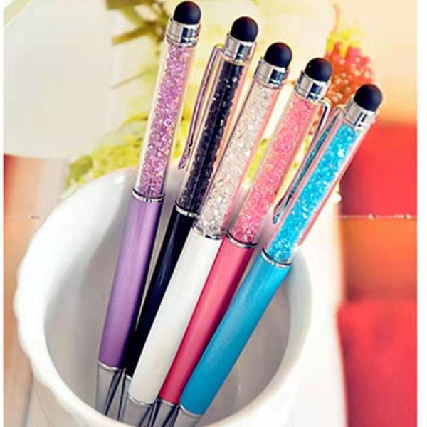 

fashion creative crystal diamond stationery ball point pen 20 color oily black refill, Blue;orange