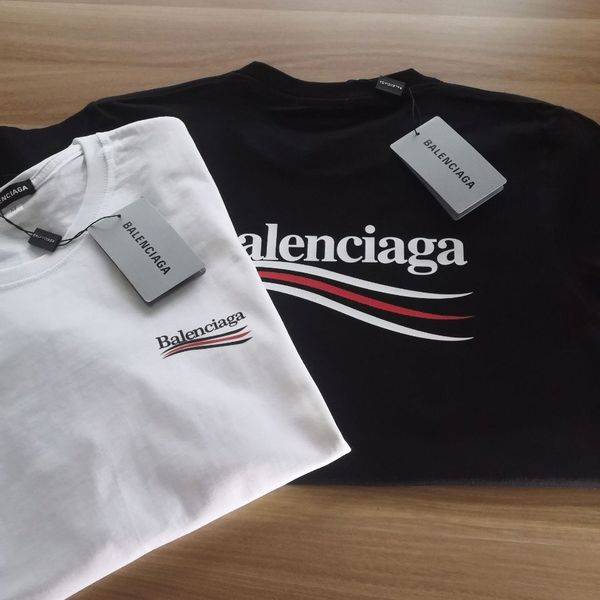 

balancaiga women t-shirt stylist letter print crew neck france casual summer breathable france blouse solid color tees balencaiga, White