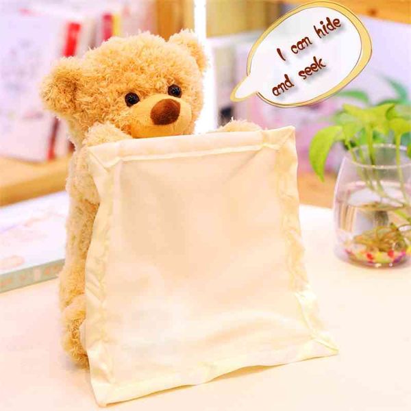

can hide and seek teddy bear electric toy elephant covers his eyes