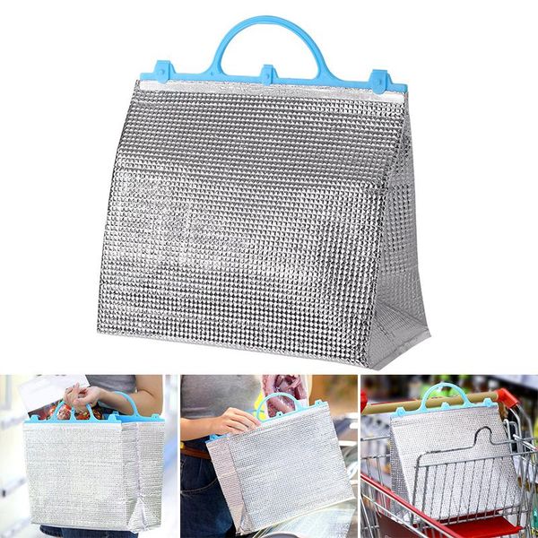 

storage bags 1pcs silver large capacity folding transformable bag oxford cloth insulation lunch picnic shopping tote