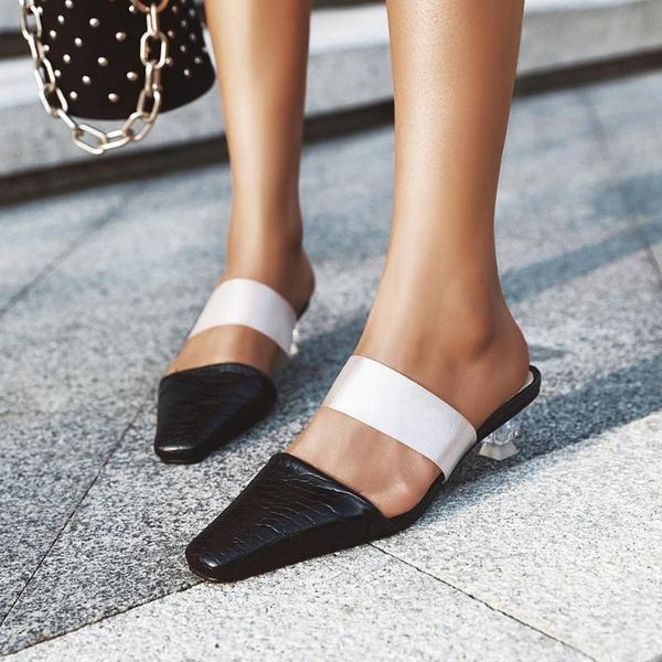 

arrival fashion women sandals transparent thick heels pointed toe buckle ladies shoes summer, Black