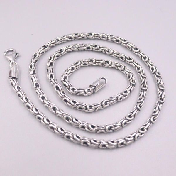 Correntes Pure 925 Sterling Silver Chain Largura 4mm Colar de padrão especial 55cm / 31-32g para o homem de sorte presente