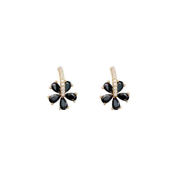 

luxury black crystal charm earring women party evening s925 silver stud, Golden