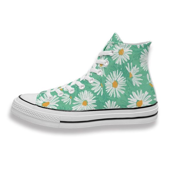 

personalized customizationcustom printed white daisy art sneakers high mens womens running shoes skateboard diy trainers canvas casual shoe