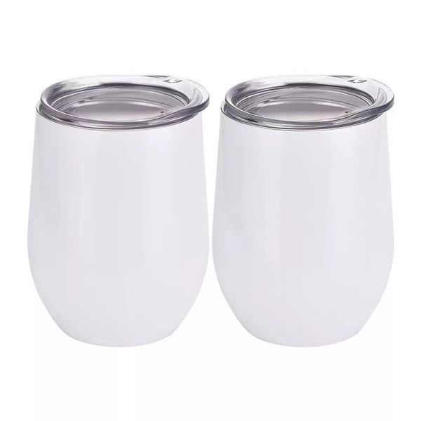 

blank sublimation wine glasses 12oz white tumblers stainless steel egg cup 12 oz stemless tumbler for heat transfer printing diy p cups