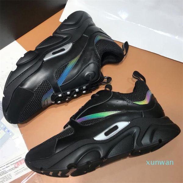

designers b22 b23 casual shoes men women canvas calfskin sneakers obliques white technical knit retro patchwork trainers platform shoes, Black