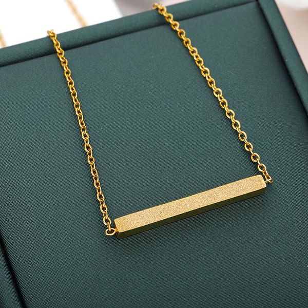 

pendant necklaces minimalism rose gold color dainty bar necklace for women modern jewelry stainless steel charm chain chocker bff, Silver