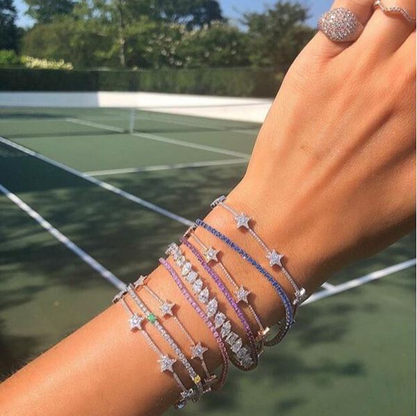 

charm bracelets starburst zircon jewelry cubic zirconia cz crystal fashion adjustable for women girls elegance delicate tiny bracelet, Golden;silver
