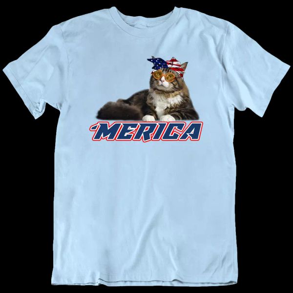 

meow cat american flag usa retro series kitten christmas tee t-shirt new, White;black