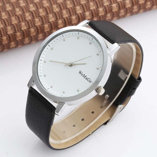 

wristwatches womage brand watches men fashion simple leather band quartz analog watch male wristwatch erkek kol saati reloj hombre, Slivery;brown