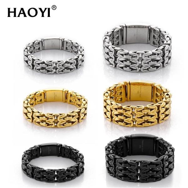 

charm bracelets 15/23mm stylish stainless steel bali foxtail chain bracelet for men double franco link chains armband male jewelry, Golden;silver