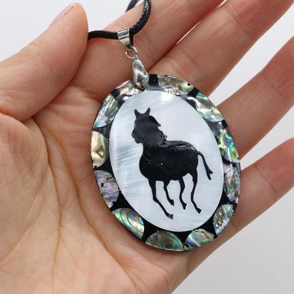 

pendant necklaces natural white mother-of-pearl shell elegant charm retro style birthday party exquisite gift oval necklace sweater chain je, Silver