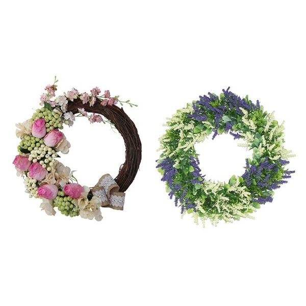 

pcs artificial wreath simulation spring for front door wall wedding party home decor, 36cm & 42cm decorative flowers wreaths