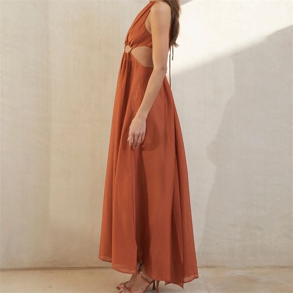 

chic women party lady sleeveless off shoulder slim waist es maxi gown a-line hollow out lace up high street, Black;gray