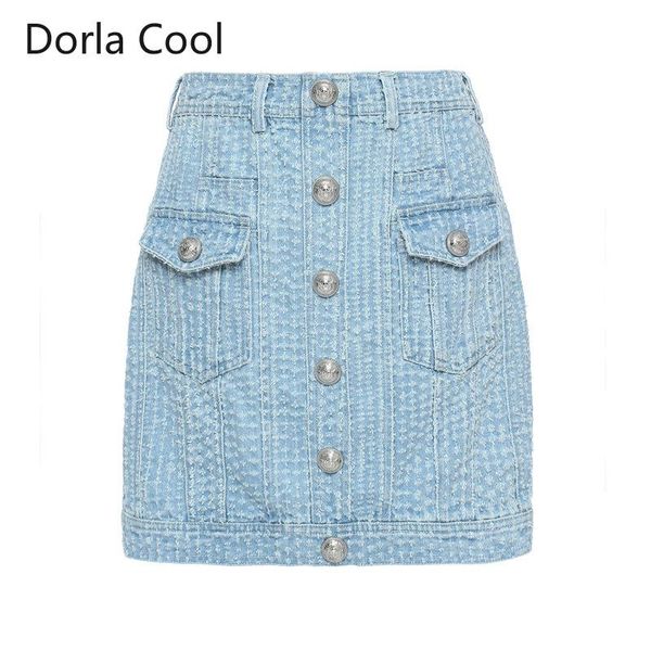 

fashion women denim mini skirt personality pockets buttons slim cotton pencil skirts 2021 designer feminine streetwear, Black