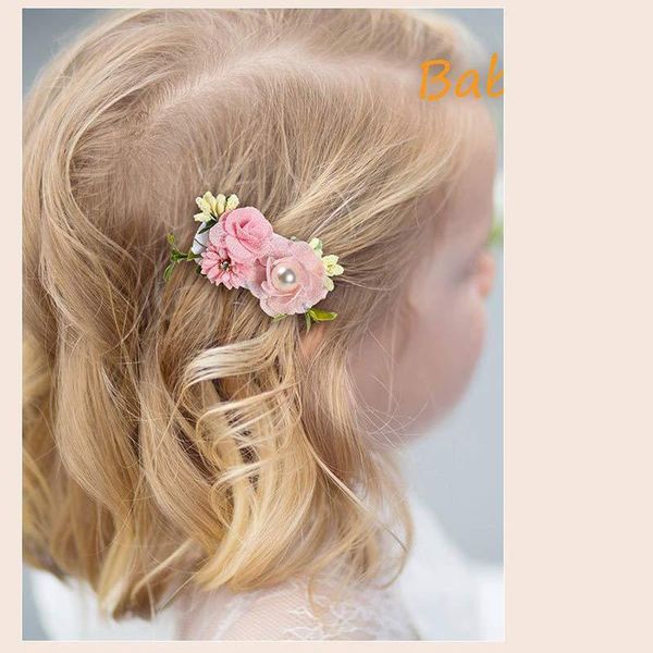 

pink simulation head flower hair clips pins accessories cute for children girls kids a7, Slivery;white