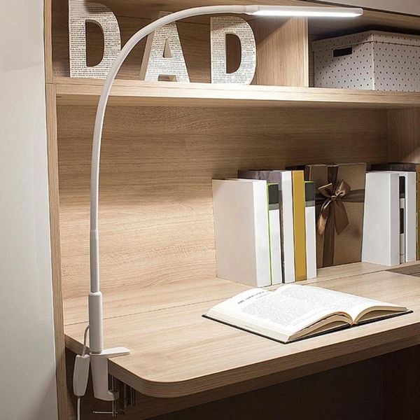 

table lamps clip lamp portable long arm office usb adjustable eye protection desk bedroom led light 5-level brightness and color