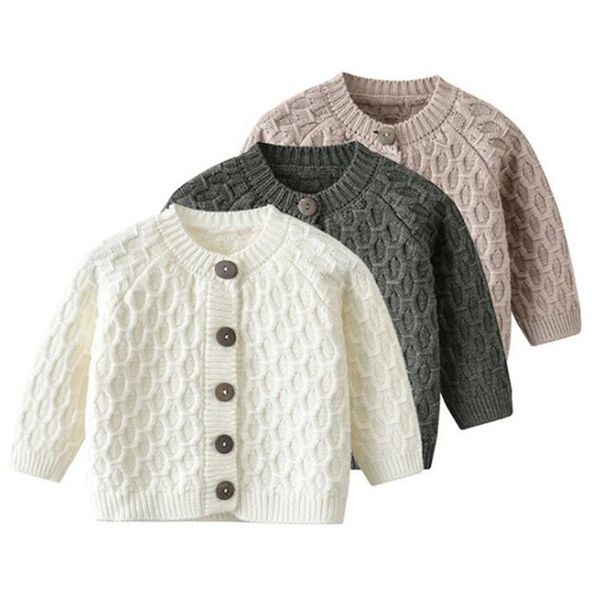 

spring autumn infant baby boy girl long sleeve knit cardigan coat pure color kids children jackets 210521, Blue