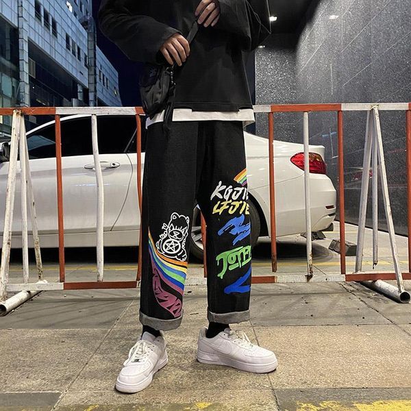 

individuality ripped for women 2021 fashion wide leg pants blue high waist jeans woman streetwear