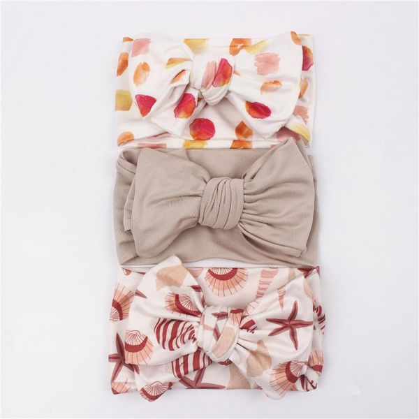 

hair accessories double big bows baby headband bamboo rayon printed knot adjustable wide turban head wraps for kids toddler, Slivery;white
