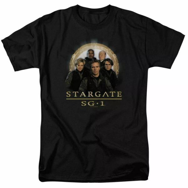 

stargate sg1 team t shirt licensed sci-fi tv alien show tee new black, White;black